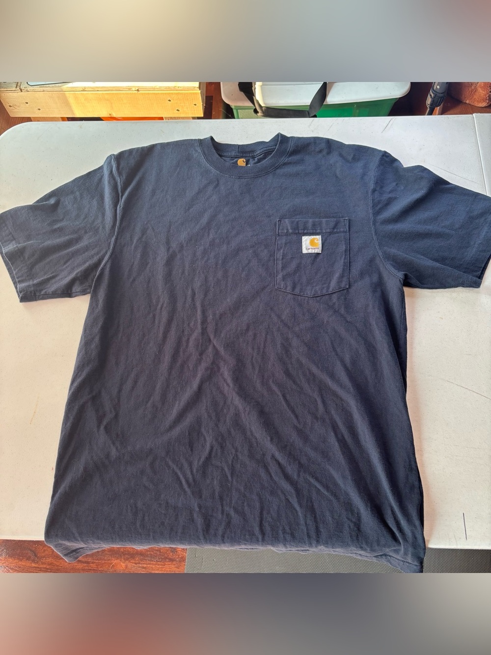 Carhartt K87 Navy Blue Pocket T-Shirt Medium Original Fit Short Sleeve Workwear